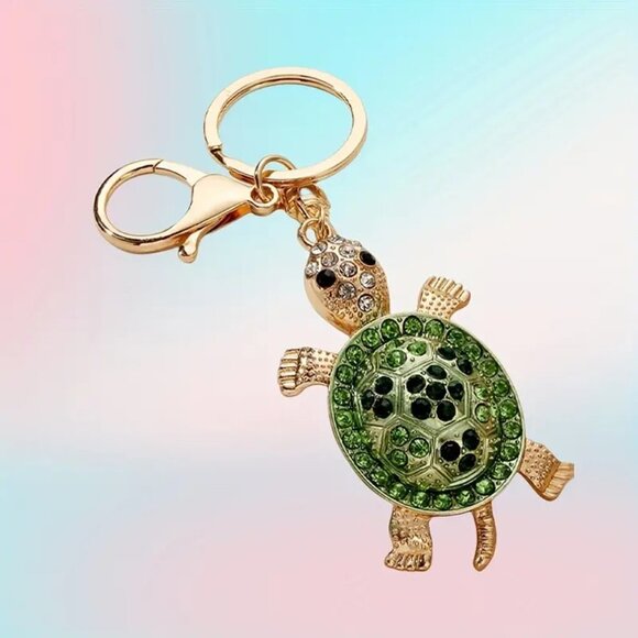 BOGO Rhinestone Turtle Tortoise Keychain handbag Purse Charm Key Chain Key ring - Picture 1 of 6